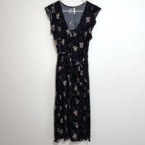 Black Floral Midi Dress